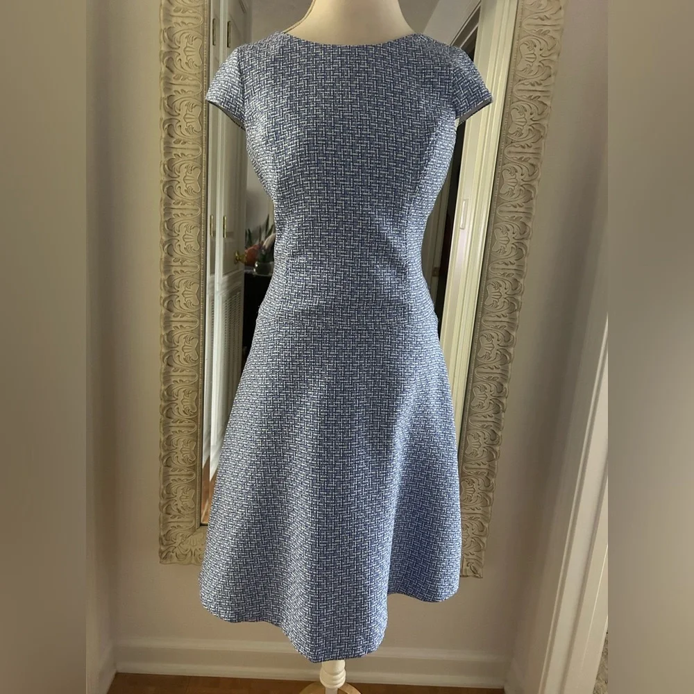 Anne Klein Blue Textured Midi Dress - Picture 1 of 8